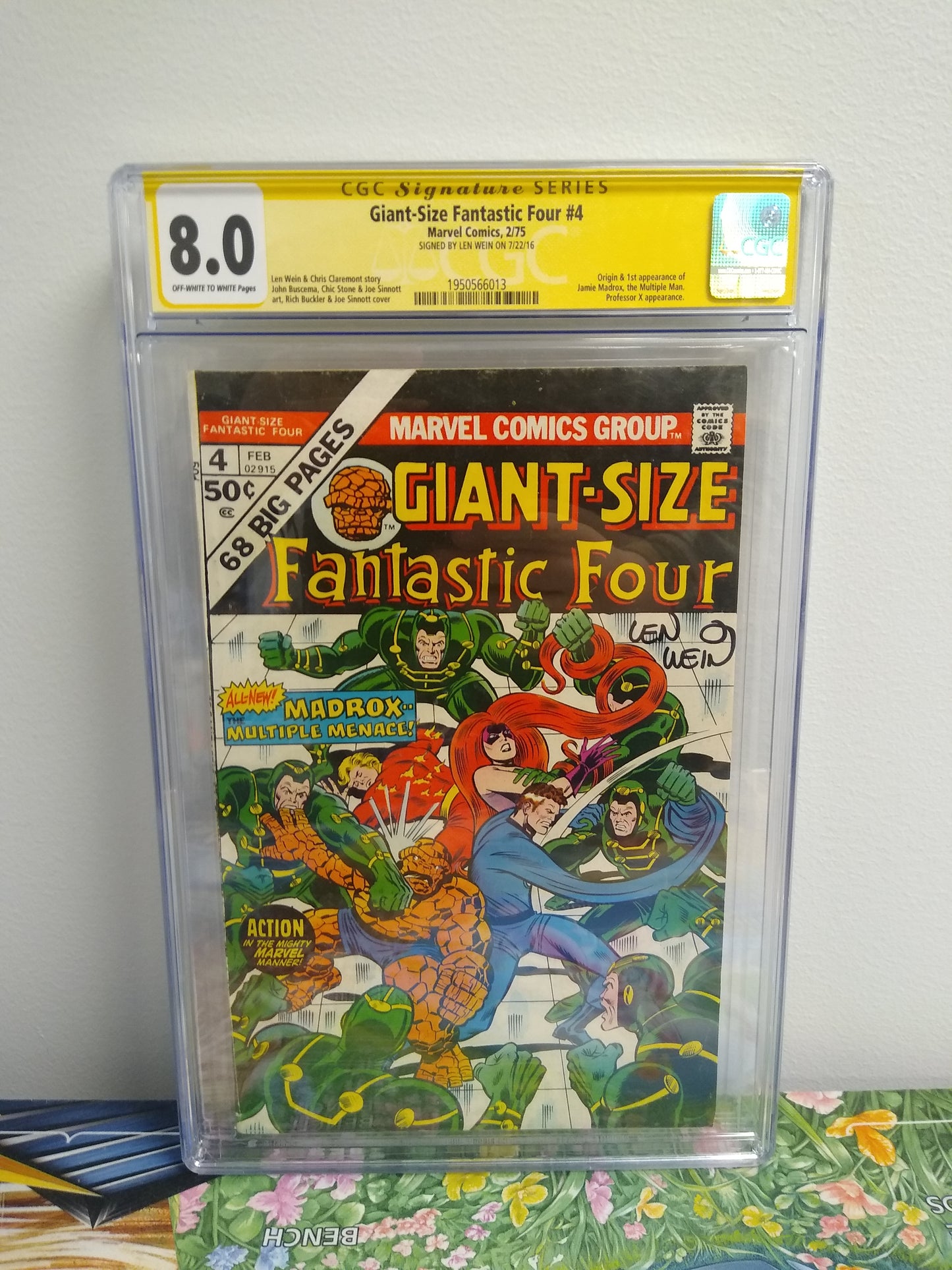 Giant-Size Fantastic Four Marvel Comic Signed by Len Wein #4 Graded CGC 8.0