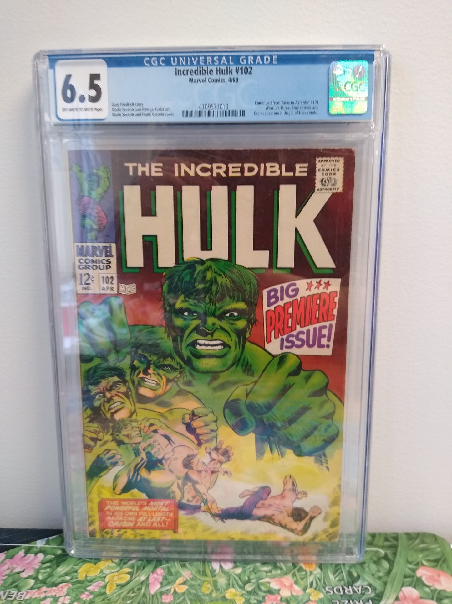 Incredible Hulk Marvel Comic #102 MAJOR KEY Graded CGC 6.5